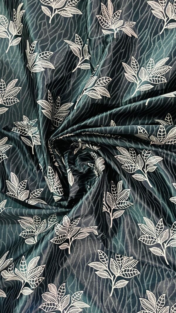 navy blue leaf embroidery curtains – pack of 2