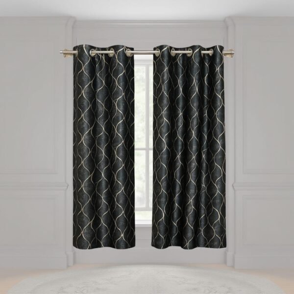 black wave pattern curtains – pack of 2