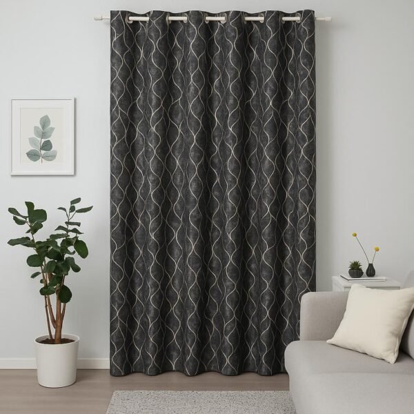 black wave pattern curtains – pack of 2