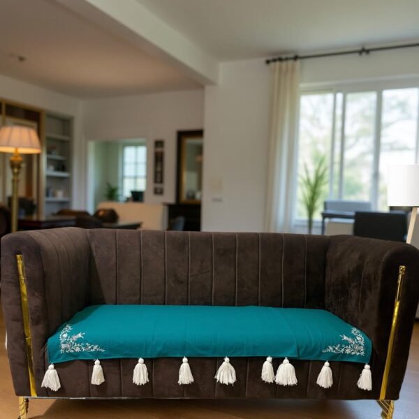 embroidered cotton sofa seat cover – 3 seater (pack of 1)