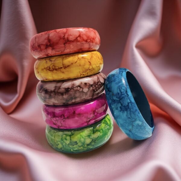 pack of 6 marbled glossy chunky bangles – multicolor