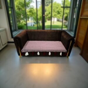 checked sofa cover with tassels – 3 seater