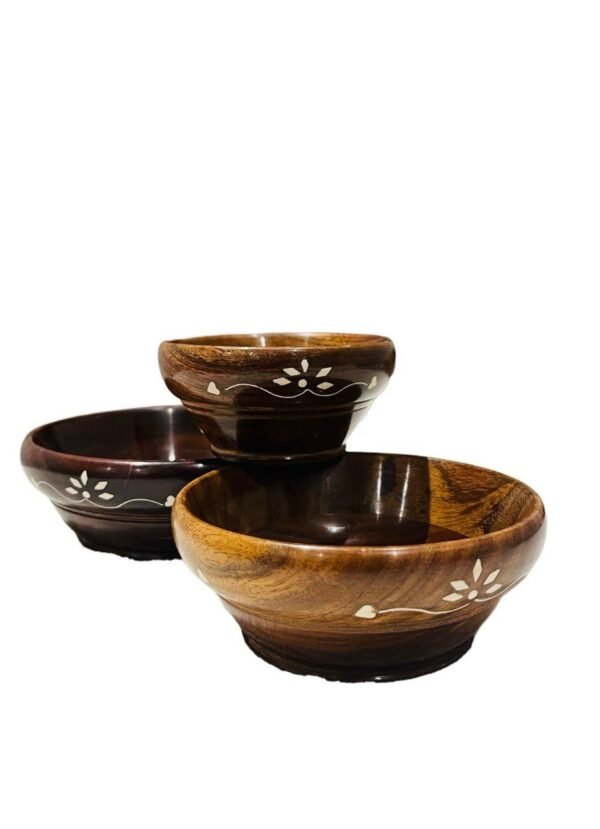 premium shisham wooden serving bowls – set of 3