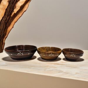 premium shisham wooden serving bowls – set of 3