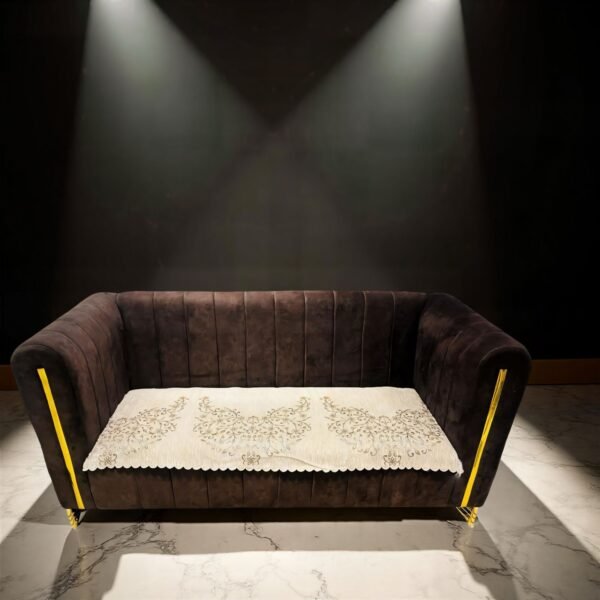 elegant embroidered sofa cover – premium fabric with floral design
