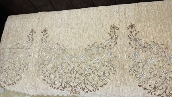 elegant embroidered sofa cover – premium fabric with floral design