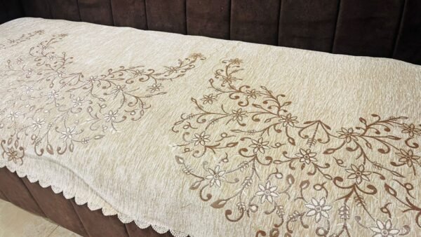 elegant embroidered sofa cover – premium fabric with floral design