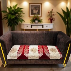 elegant embroidered sofa cover – premium fabric with floral design