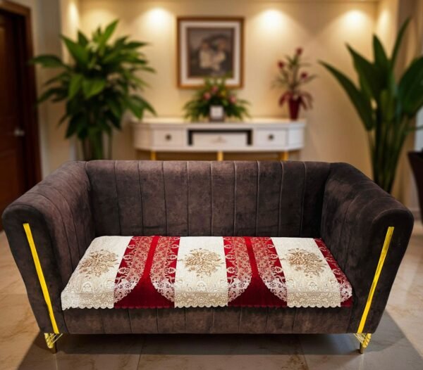elegant embroidered sofa cover – premium fabric with floral design
