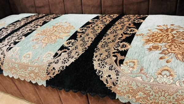 elegant embroidered sofa cover – premium fabric with floral design